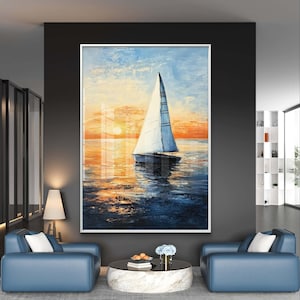 Sailing Into the Sunset | Abstract Sailboat Art | Nautical Wall Decor Digital Download