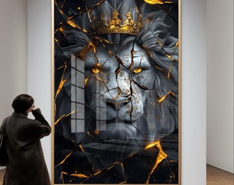Majestic Lion with Crown | King of the Jungle Art | Lion Royalty Digital Download