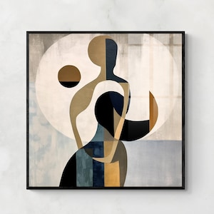 Large Abstract Geometric Wall Art Print, Brown Beige Printable Art, Modern Abstract Home Decor, Large Abstract Geometric Painting