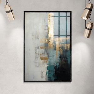 Arte de parede abstrata azul marinho e dourada para impressão, pintura em aquarela com pinceladas, download instantâneo digital, decoração para casa, arte azul e dourada