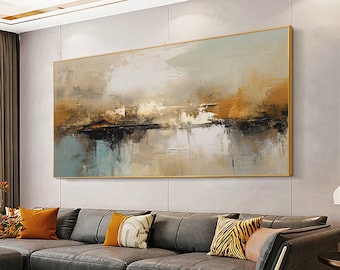 Pintura abstracta grande, arte mural moderno grande, collage abstracto, arte mural neutro, arte abstracto imprimible