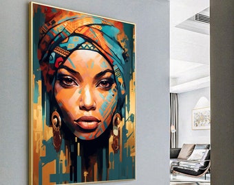 Abstract Woman Portrait Painting: Modern Wall Art (Instant Download)