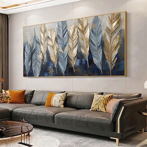 Abstrakte Kunst Leinwand Malerei Feder Poster und Drucke Bilder für Wohnzimmer Moderne Cuadros Dekoration