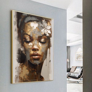 African woman art , gold and white poster ,Extra large wall art ,Digital wall art , Printable wall art , Download digital art