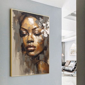 African woman art , gold and white poster ,Extra large wall art ,Digital wall art , Printable wall art , Download digital art