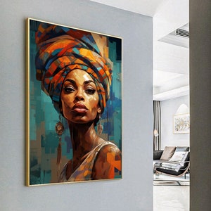Pintura abstracta de mujer / Alta calidad / Decoración de pared / Descarga instantánea / Decoración del hogar / Retrato femenino / Arte de pared imprimible