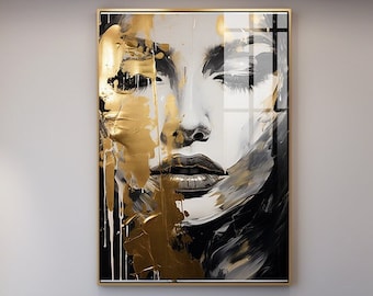 Gold and White African Woman Art Poster: Extra Large Wall Art (Digital Download)