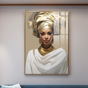 Colorful African Woman Canvas Art, African American Art, Modern art print, Fashion Decor, wall decor African, Wall Art