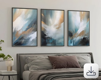 Neutral Abstract Brush Stroke Prints: Modern Textured Wall Art Set (Digital Download)
