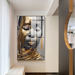 African woman art , gold and white poster ,Extra large wall art ,Digital wall art , Printable wall art , Download digital art