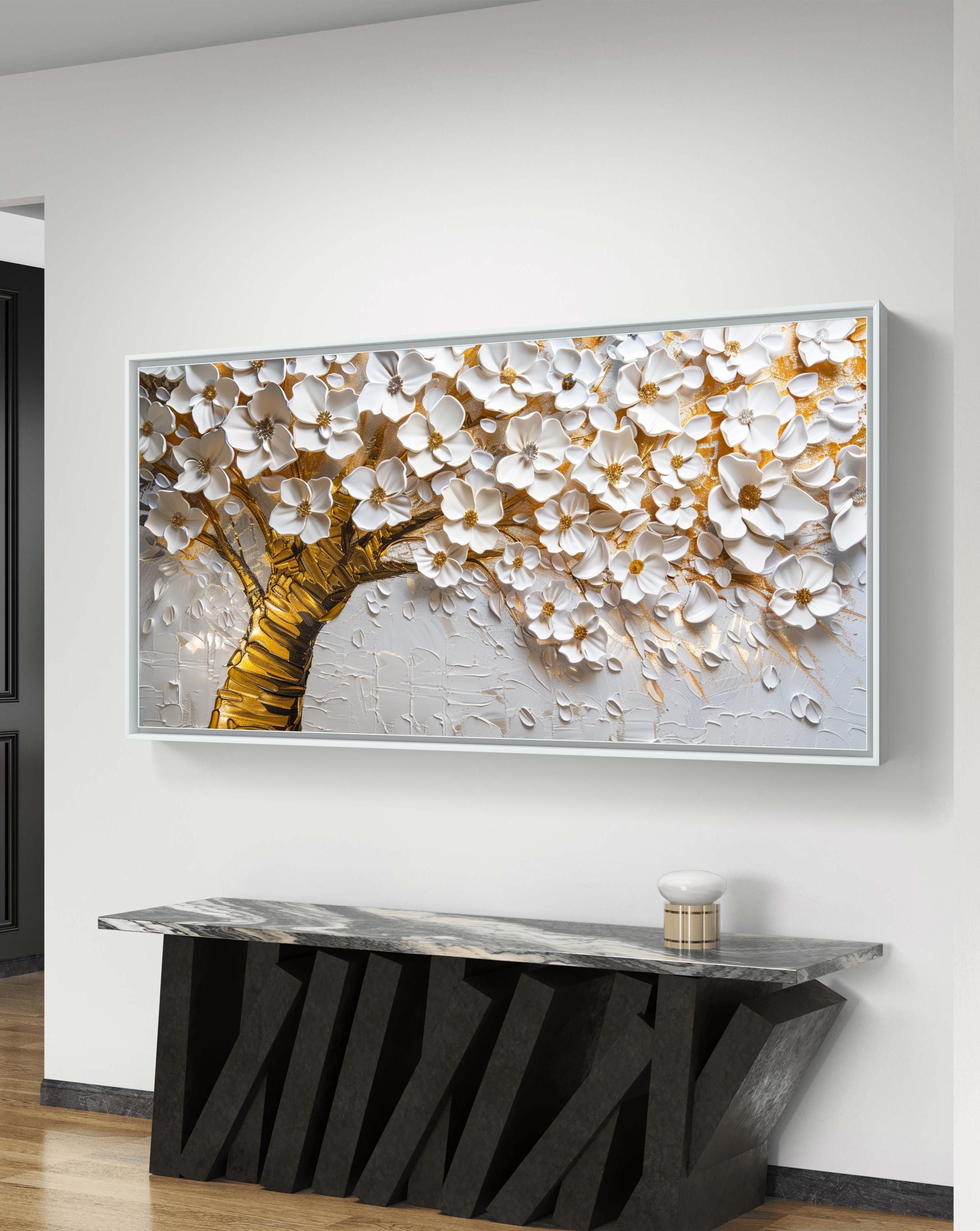 Golden Blossom Tree - 3D White and Gold Flower Wall Art - Etsy