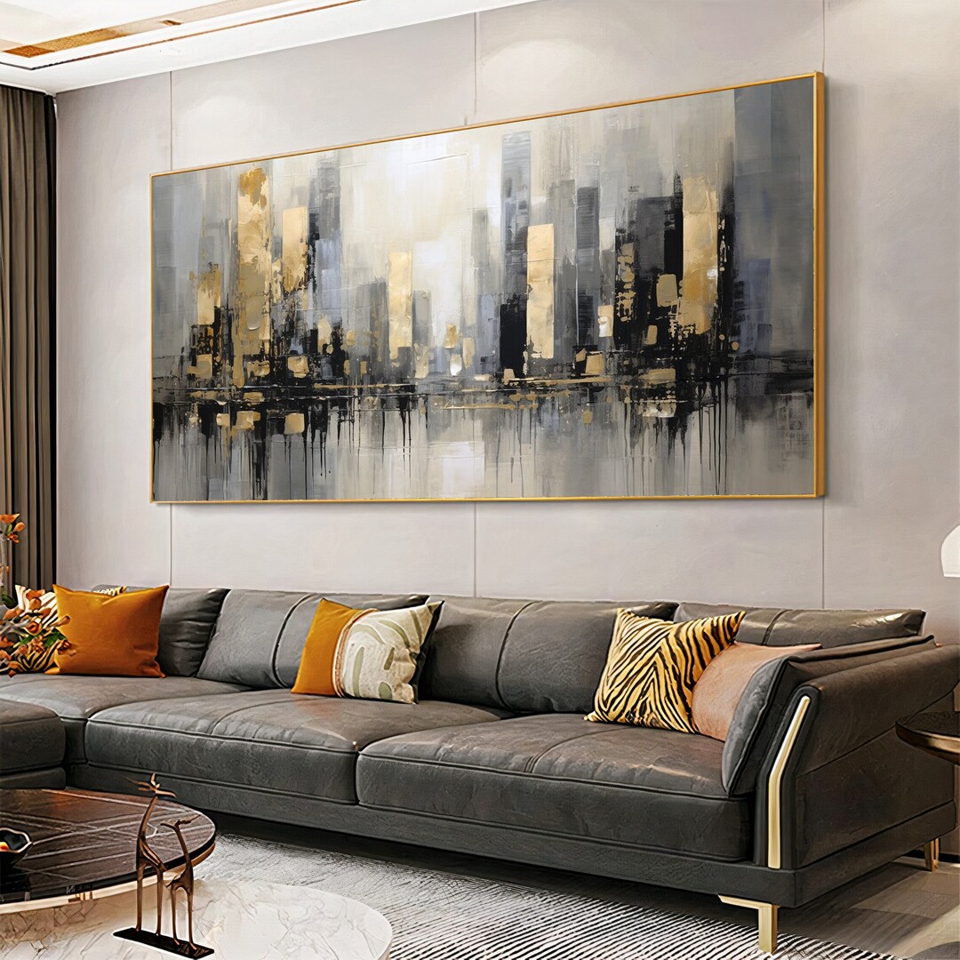 Abstract Cityscape Wall Art: Black, White & Gold (digital Download) - Etsy