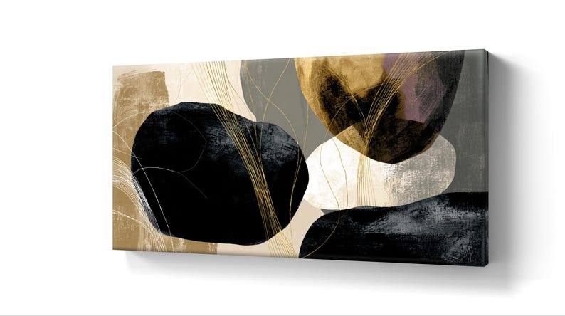 Abstract Black and Gold Shapes Wall Art - Modern Digital Print - Etsy