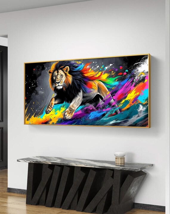 Quadro Murale Runa Art – 5 Pezzi Leoni Graffiti Astratti Per Camera Da Letto O Corridoio - 3