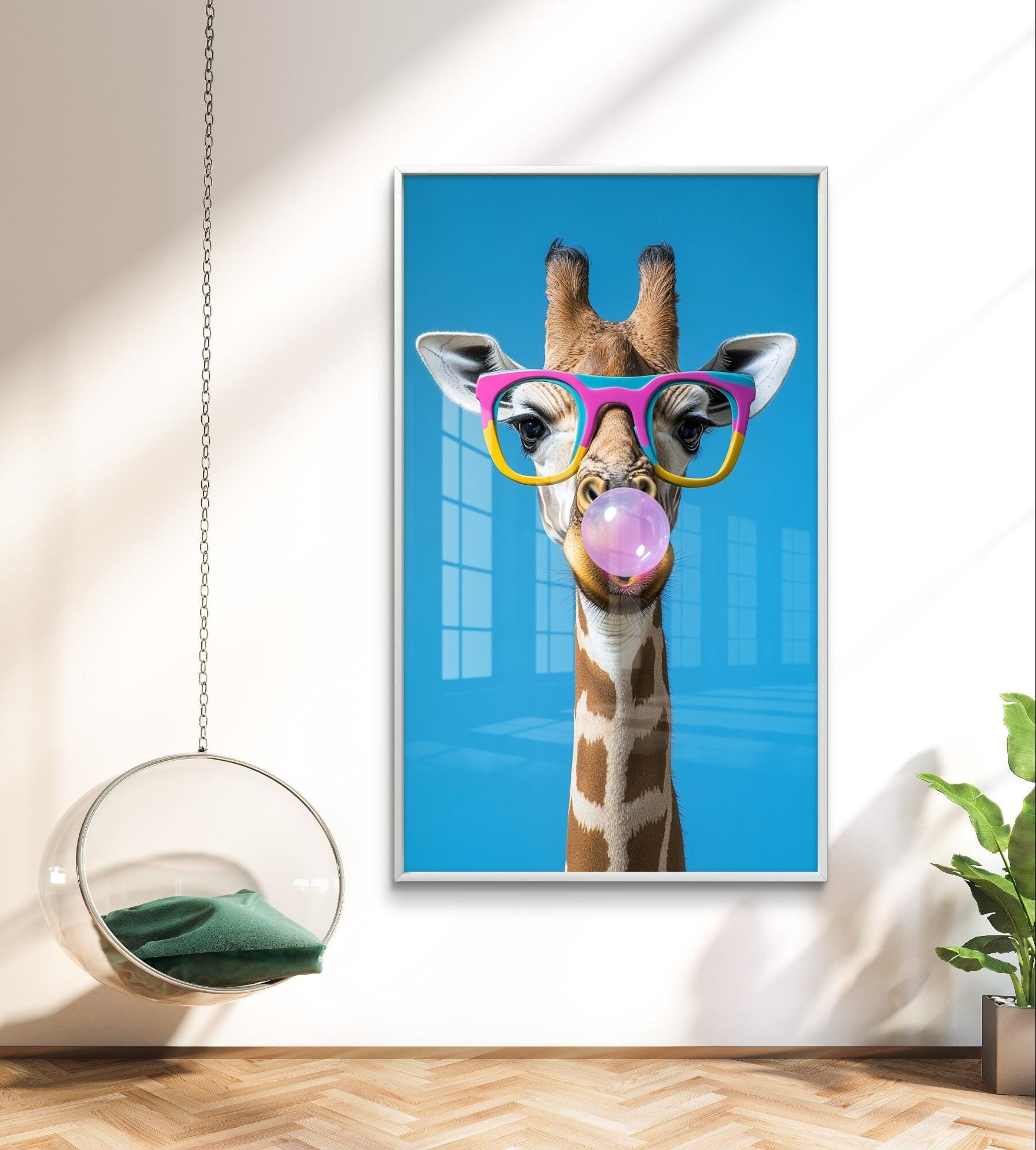 キリンの風景画デザインのゴールドネックレス キリンの風景画デザインのゴールドネックレス