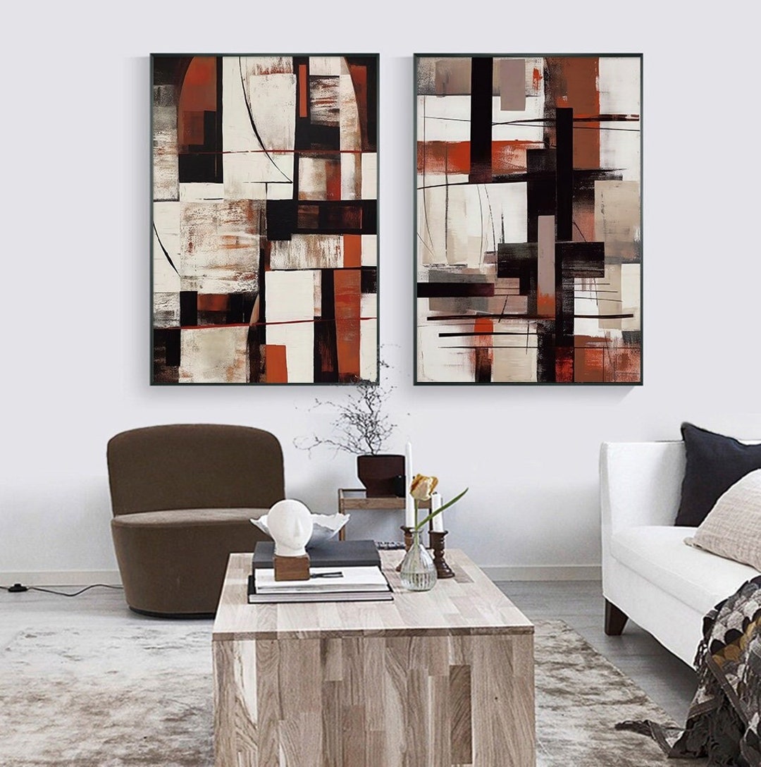 Abstract Art Print Set Modern Neutral Wall Art Set of 2 Nordic Prints ...