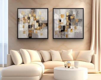 Scandinavisch interieur schilderij marmer beige goud abstracte kunst aan de muur posters prints luxe moderne woonkamer huisdecoratie -(65x85cmX3)26x33in frameloos
