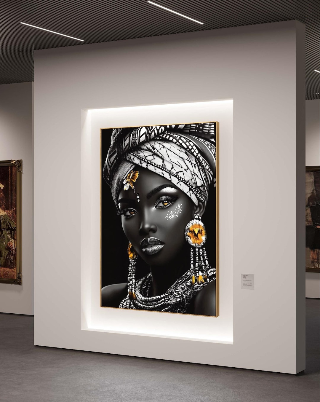 African Woman With Tribal Jewelry and Headwrap - Digital Art Print ...