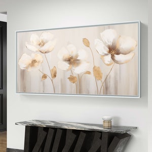 White and gold abstract flowers luxury art printable, White Art Prints, Neutral Modern Wall Art Decor, Minimalist Digital Prints