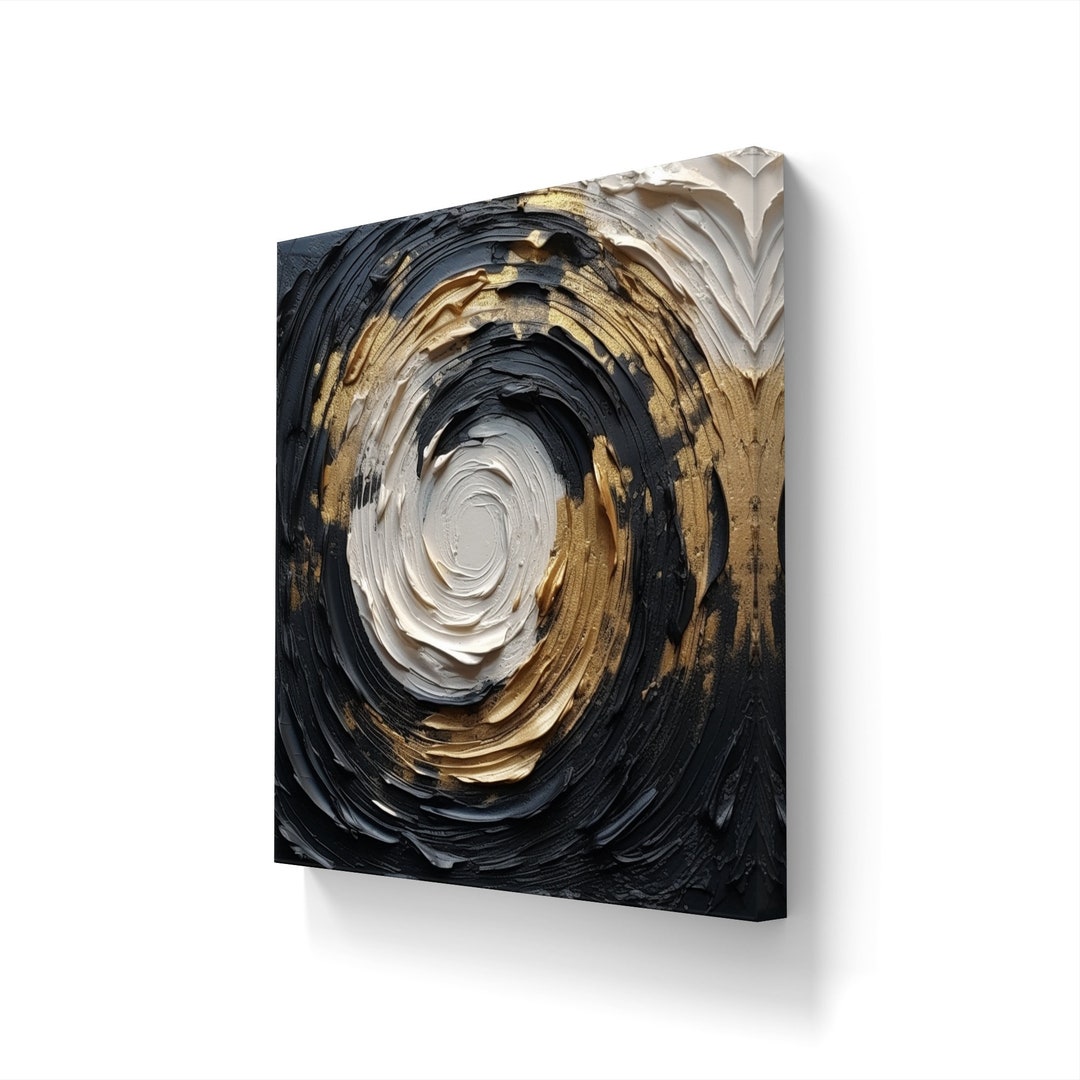 Black and White Gold Abstract Art Oil Paintingl Print Wall Art