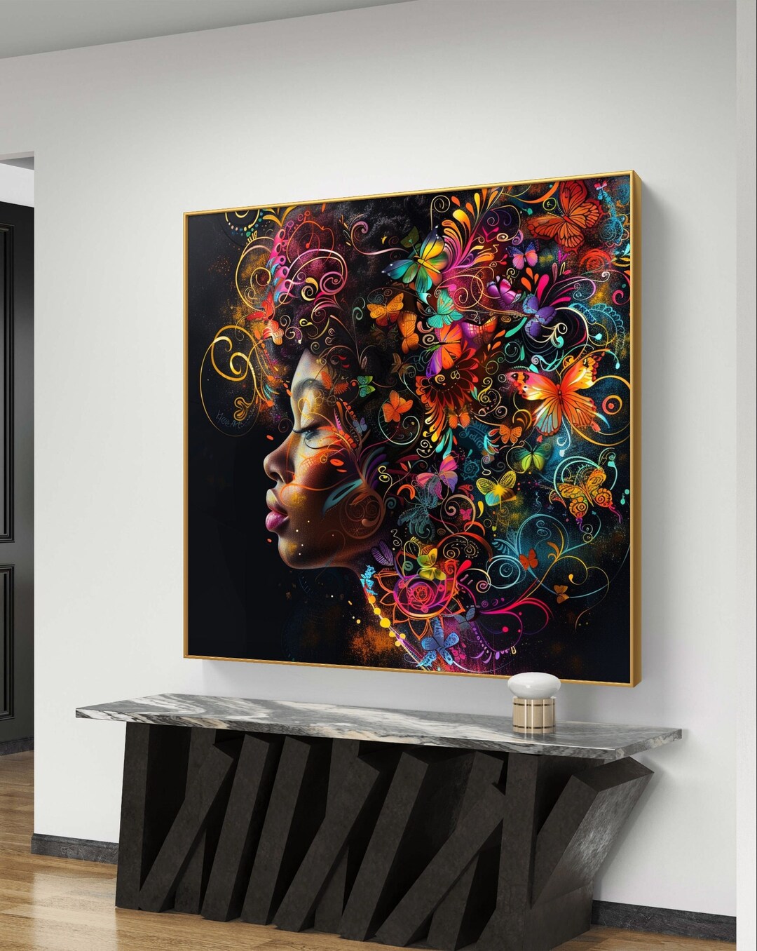 Butterfly Woman Portrait Art Print: Floral Harmony (digital Download ...