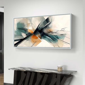 Abstract Geometric Digital Art | Modern Minimalist Wall Decor | Teal & Orange Print