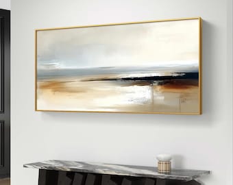 Neutral abstrakt landskaps digital konst i mjuk beige och brunt