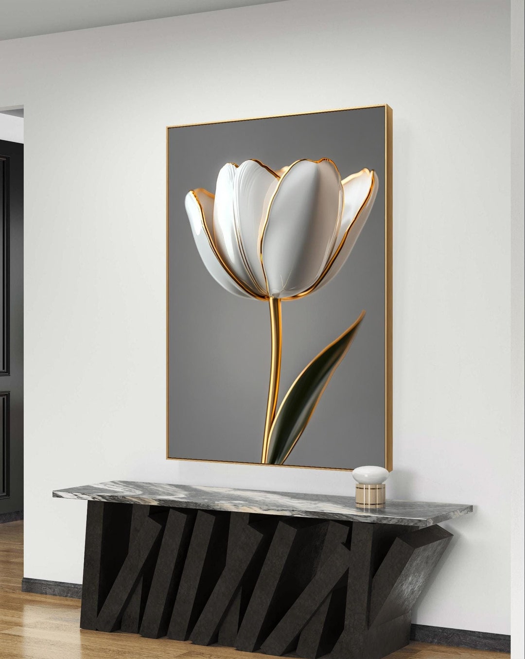 Elegant White Tulip Wall Art - Digital Download for Home Decor - Etsy