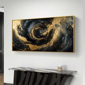 Abstract Gold Swirl Canvas Art | Luxury Wall Decor - Digital Print