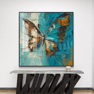 Vibrant Butterfly Abstract Art | Colorful Textured Wall Art | Modern Butterfly Canvas Print | Digital download.