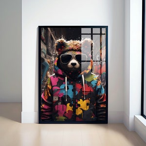 Teddy Bear Graffiti Wall Art, Printable Digital Download, Colorful Bear Wall Decor, Modern Art Print, Street Pop Art, Urban Graffiti Poster