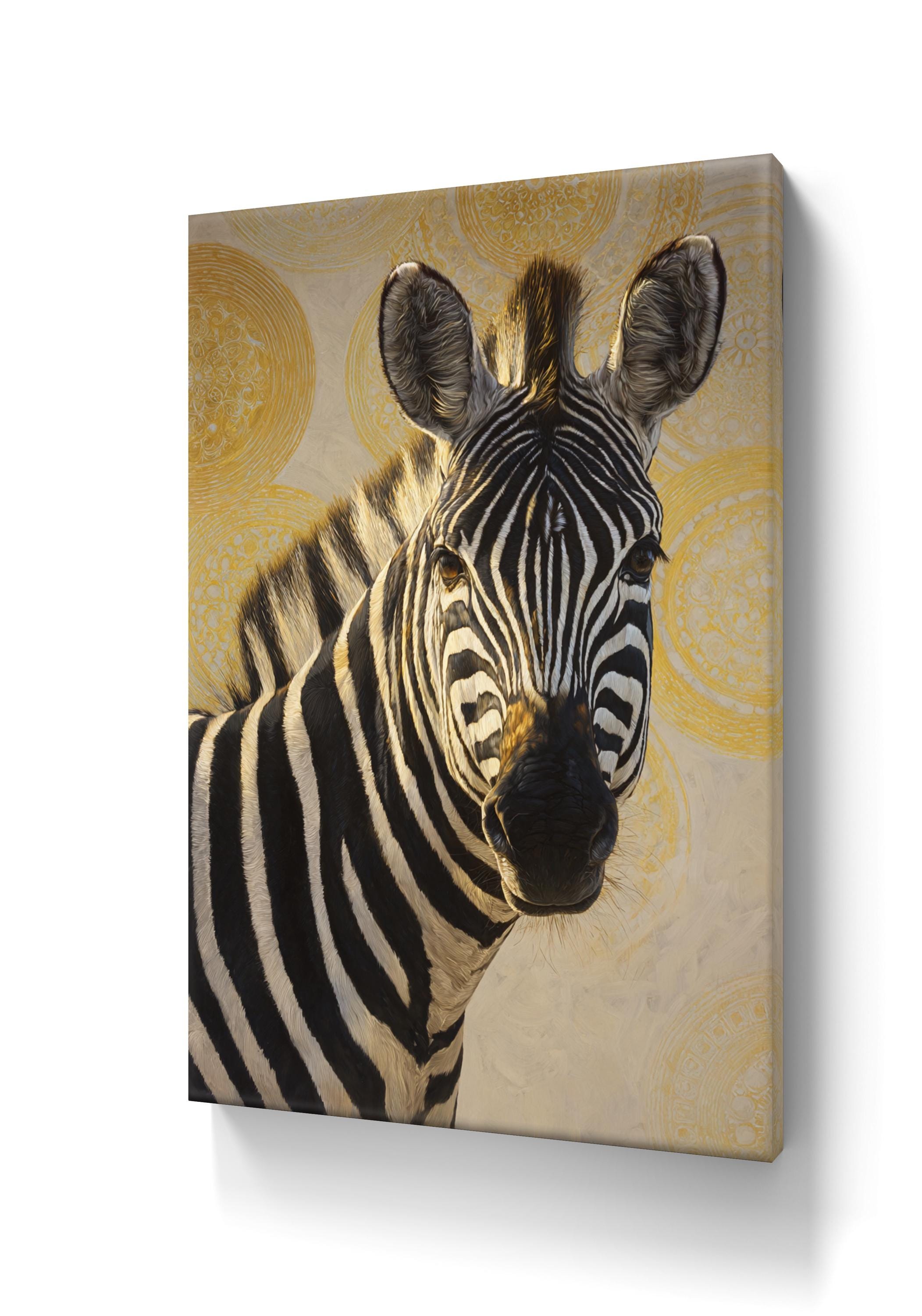 Elegant Zebra Portrait With Gold Mandala Accents - Etsy
