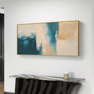 Teal and Gold Abstract Canvas - Minimalist Digital Wall Art