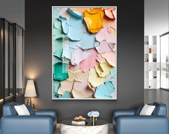 Abstracte kunstafdruk met pasteltextuur | Moderne digitale download | Kleurrijke muurdecoratie