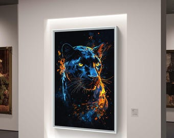 Black Panther Splatter Art - Decorazione murale digitale con animali