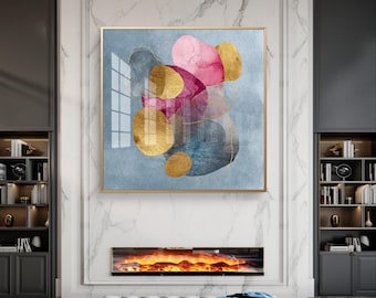 Pink and gold watercolor abstract - digital download