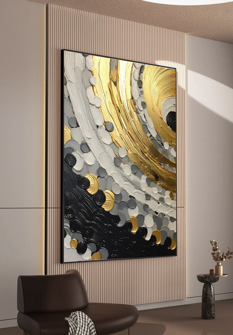 Neutral Wall Art, Black, White & Gold, Modern Wall Prints, Black