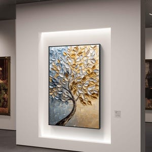 Gold and Silver Textured Tree Wall Art | Modern Abstract Tree Art | Digital Download