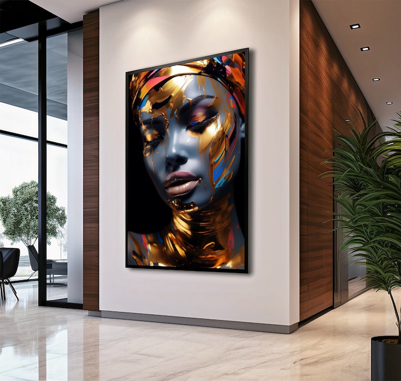 Colorful Abstract Woman Portrait Wall Art for Living Room Colorful Woman Printable Wall Decor