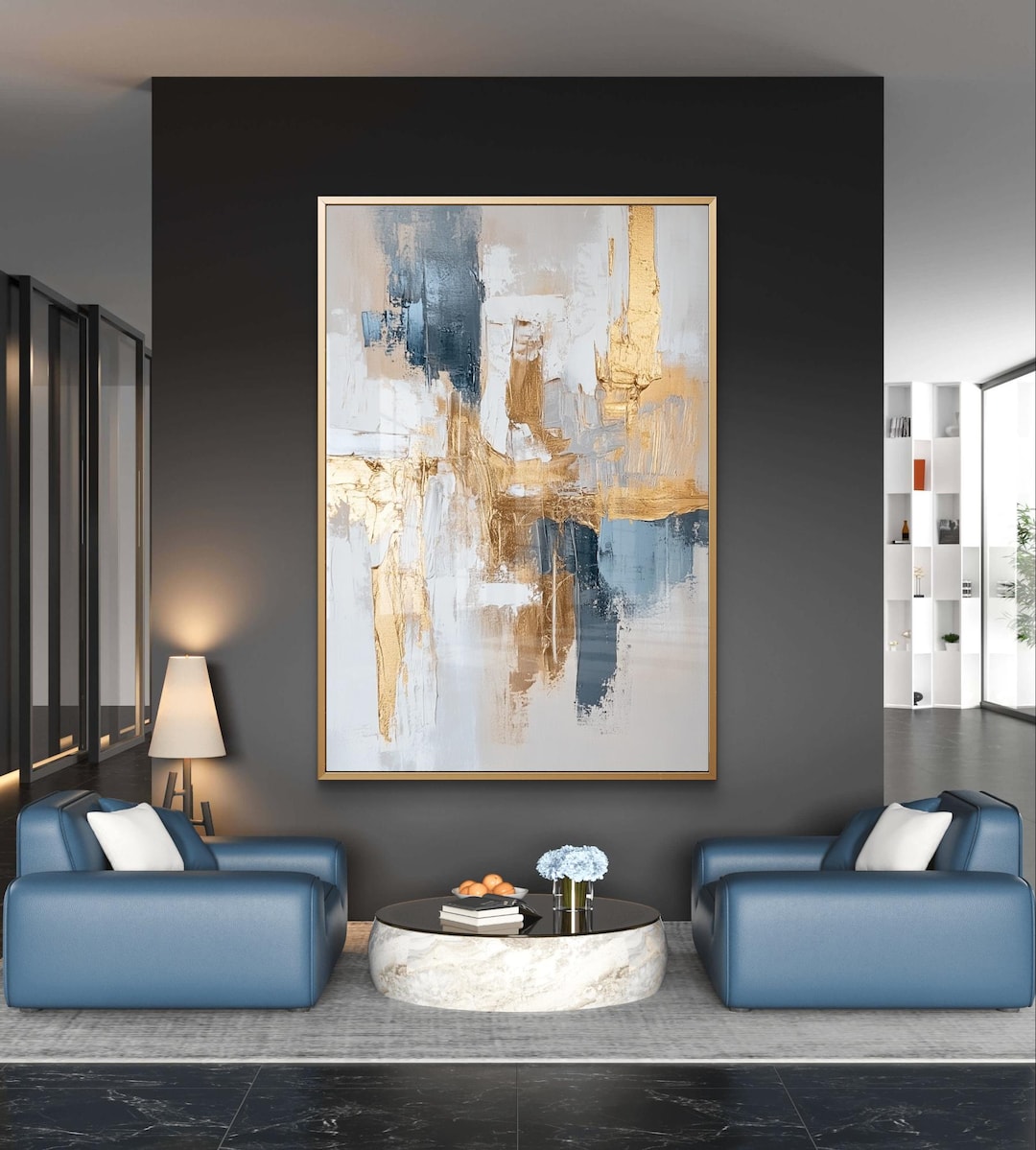 Gold and Blue Abstract Art: Modern Home Decor (digital Download) - Etsy