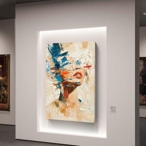 Colorful Abstract Face Wall Art - Modern Textured Portrait Digital Print