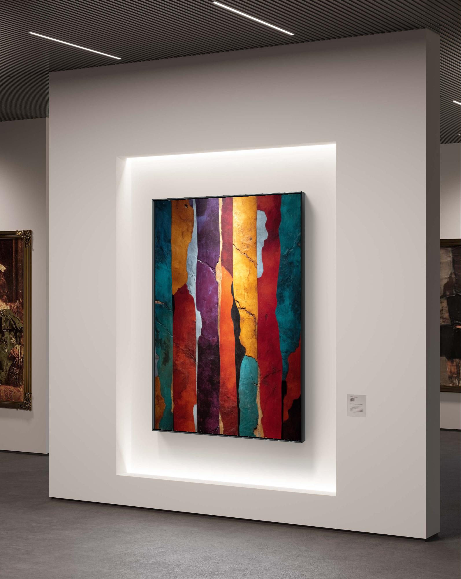 カラフルな破れたストライプの抽象的な壁アート - デジタル