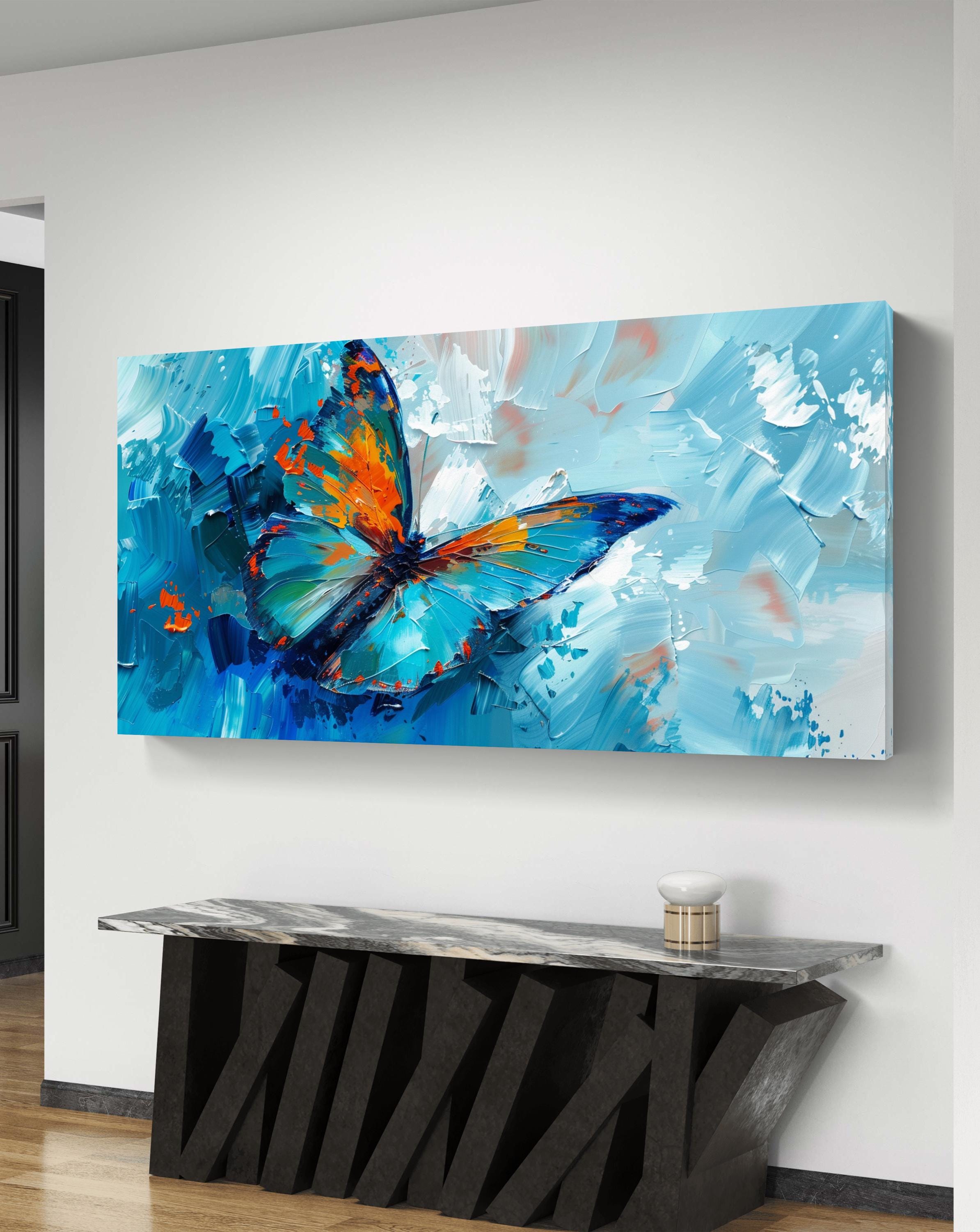 Vibrant Blue Butterfly Bliss - Abstract Nature Wall Art Print - Etsy