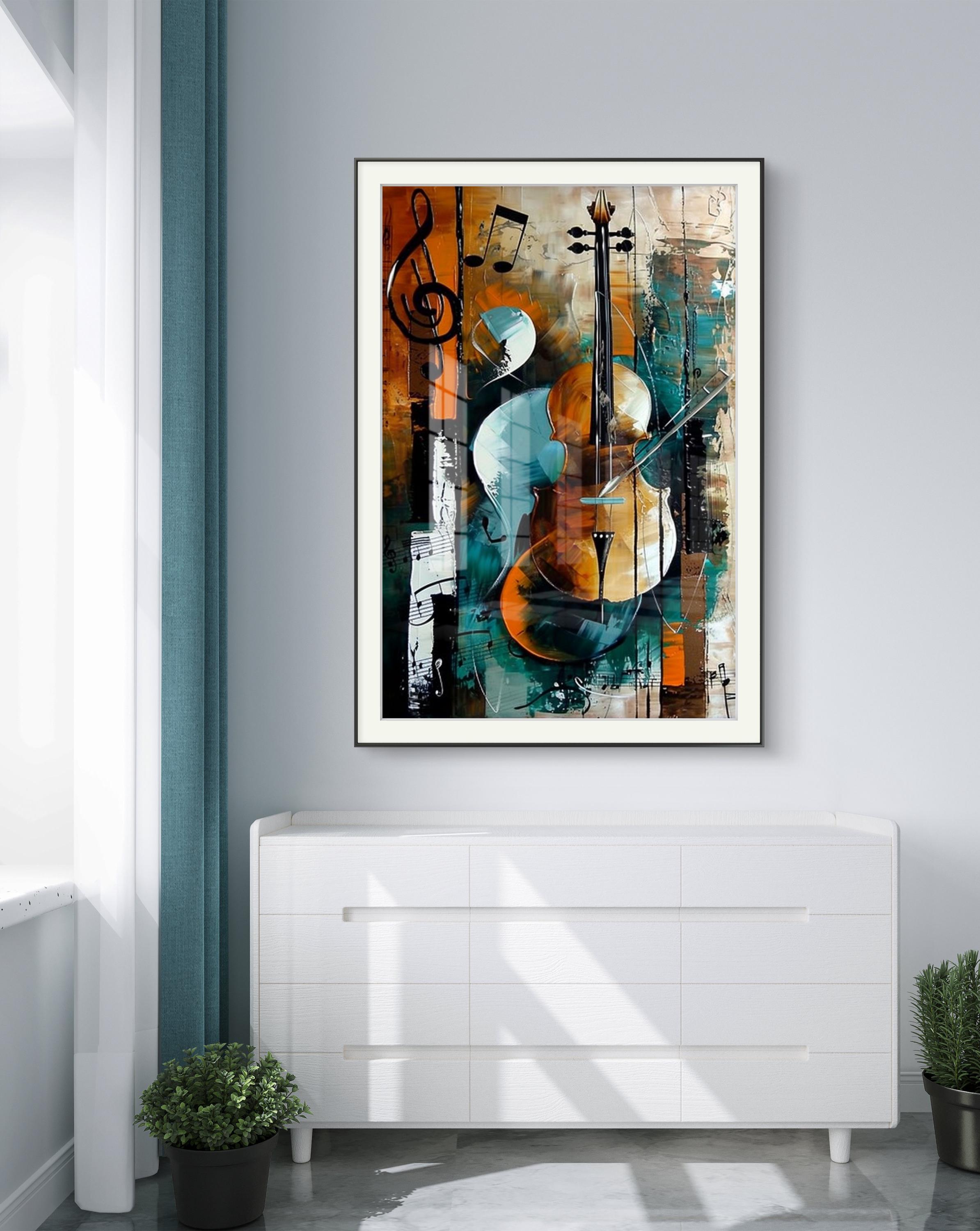 音符付きの抽象的なバイオリン - 鮮やかな音楽にインスパイアされた