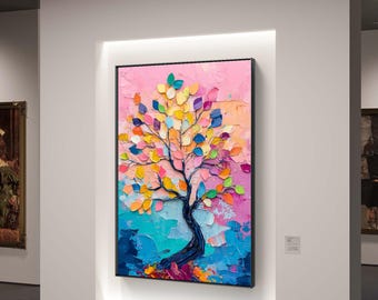 Arte mural abstracto de árbol colorido - Descarga digital