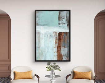 Teal rust abstract texture wall art - digital download