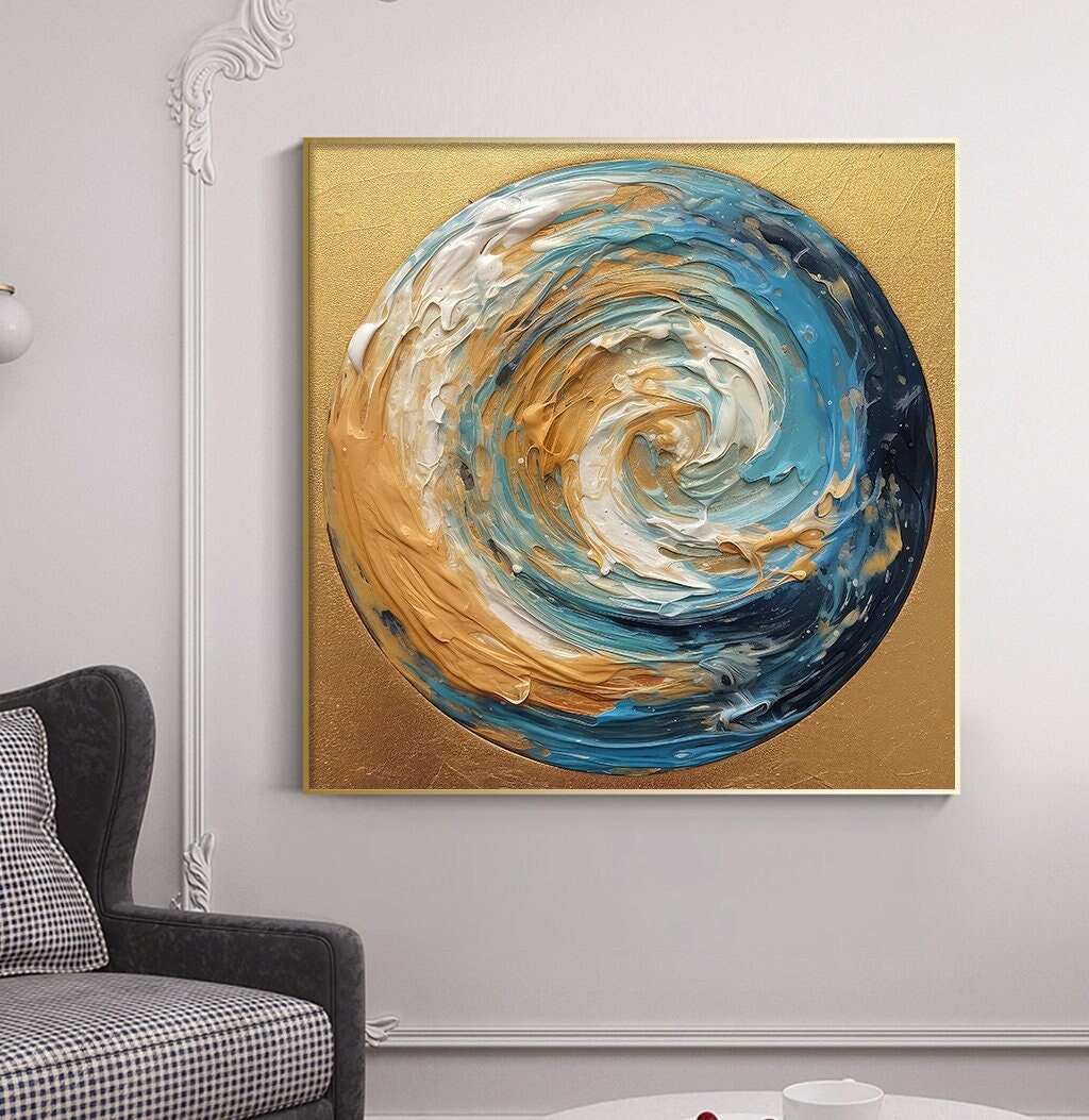抽象アートプリント：カラフルな渦巻き模様の絵画（デジタル