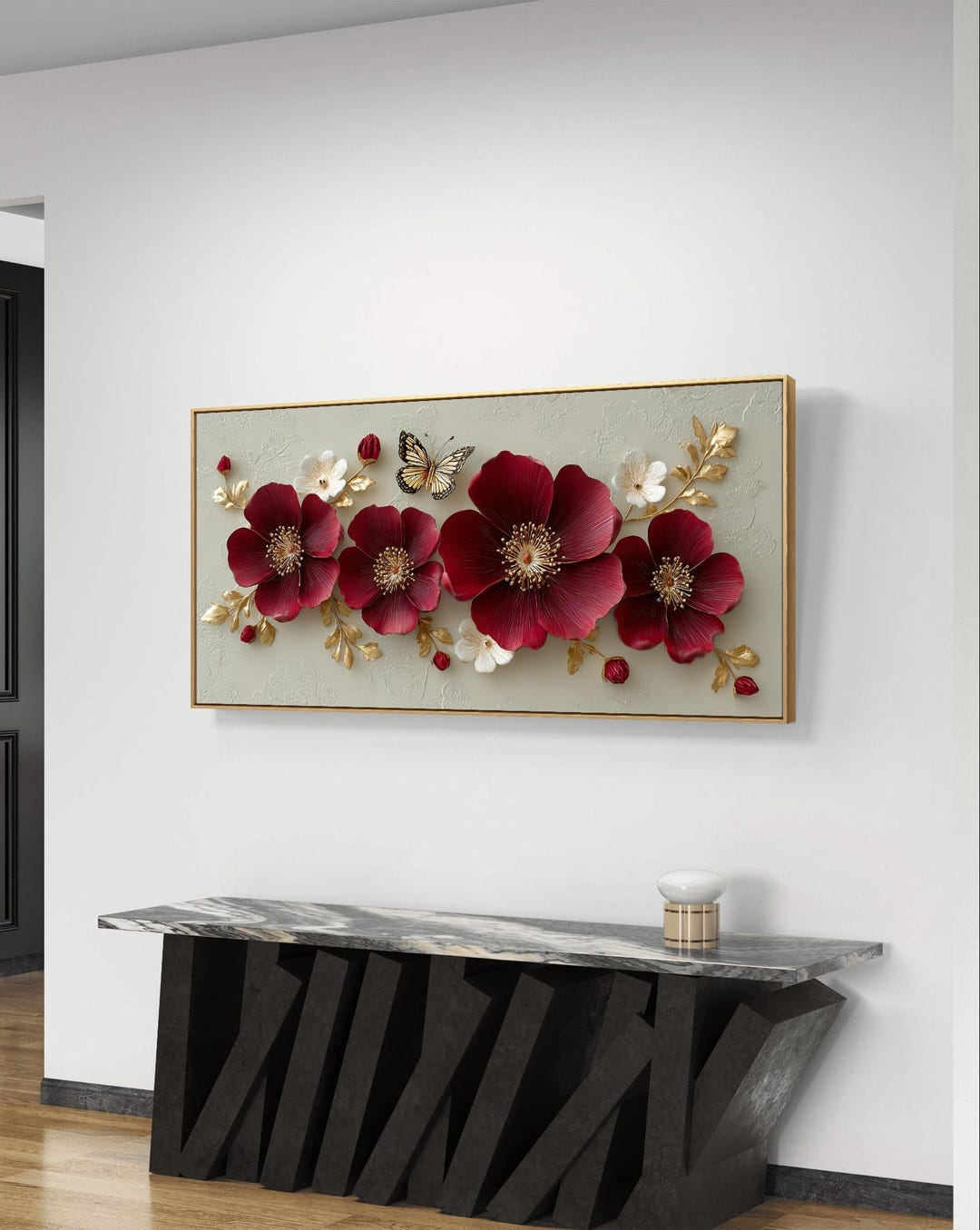 Red Floral 3d Wall Art - Luxurious Digital Artwork - Etsy
