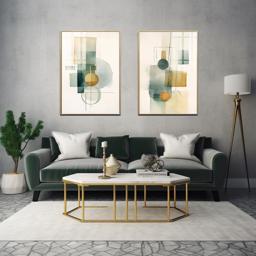 Geometric Art Print Set: Mid-century Modern Abstract Wall Decor ...