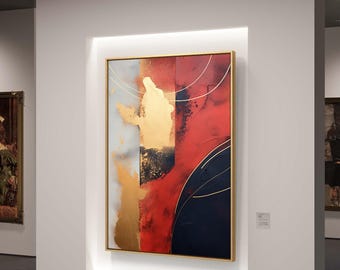 Red, black and gold abstract digital artwork - instant download